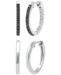 Macy's 2-Pc. Diamond Hoop Earrings Set (1/6 ct. t.w.) Sterling Silver