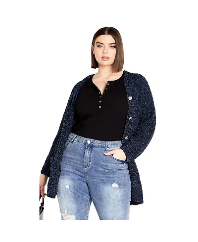 Avenue Women's Plus Amber Boucle Cardigan Sweaters