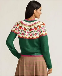 Lands' End Women's Lofty Fair Isle Cardigan Sweater
