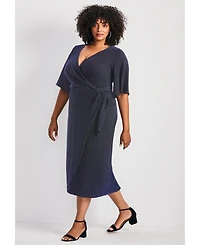 Avenue Women's Nala Metallic Mock Wrap Dress