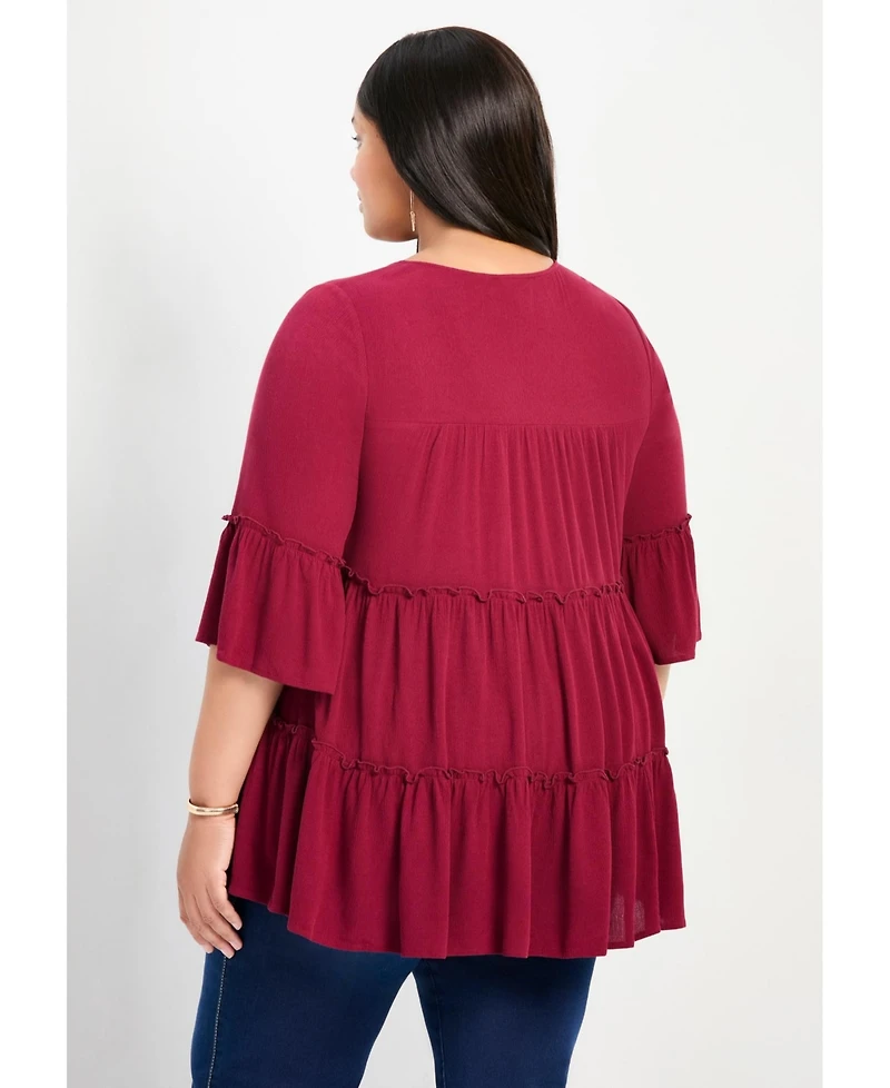 Avenue Women's Amy Tiered Bell Sleeve Blouse