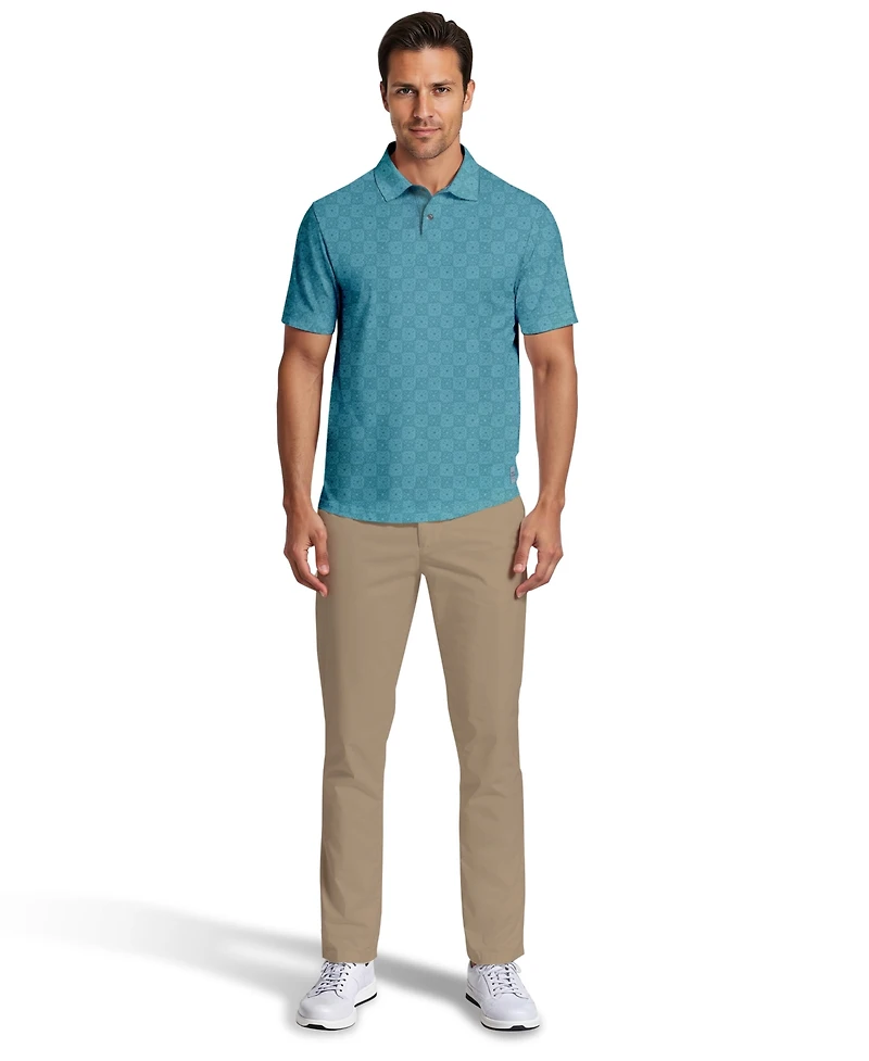 Pga Tour Men's All-Over Batik Geometric Print Short-Sleeve Golf Polo Shirt