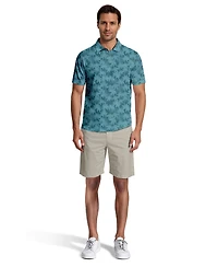 Pga Tour Men's All-Over Geometric Palm Print Short-Sleeve Golf Polo Shirt
