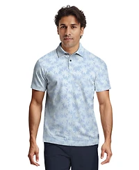 Pga Tour Men's All-Over Geometric Palm Print Short-Sleeve Golf Polo Shirt