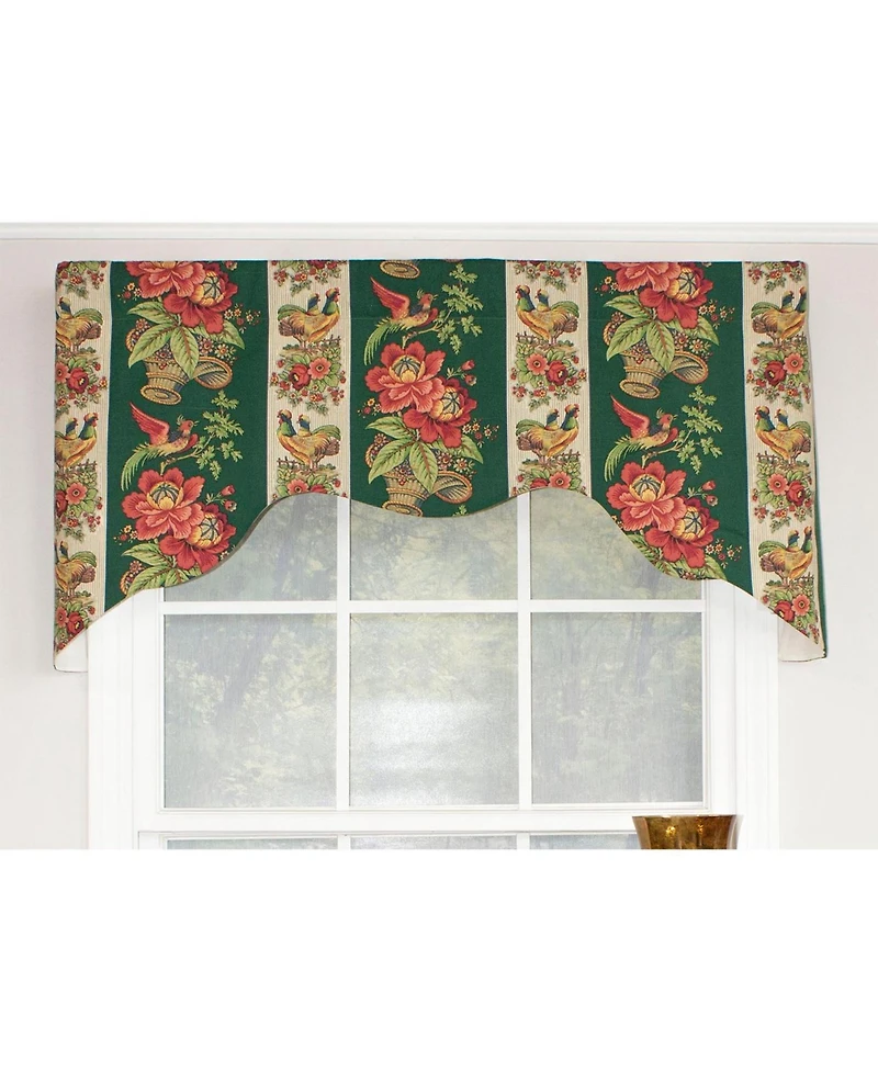 Rlf Home Rochelle Dutchess 100% Cotton with Fully Lined 3" Rod Pocket Valnance for Windows 50" x 17" Green