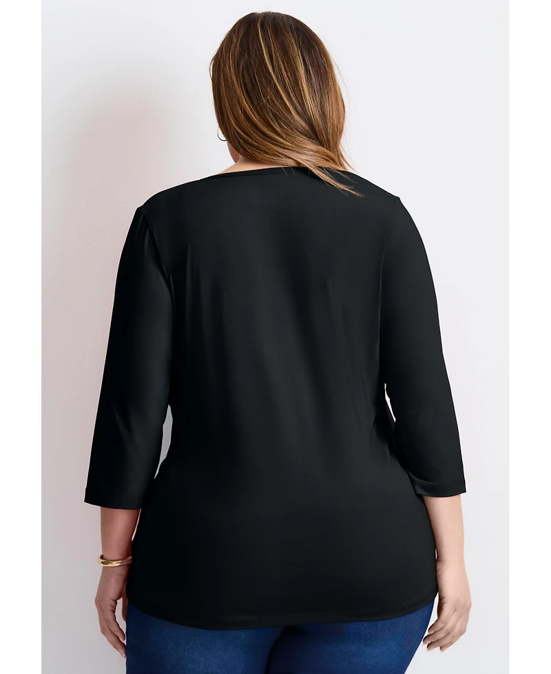 Avenue Women's Side Ruched Faux Wrap Top