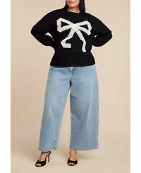 Eloquii Women's Lace Bow Sweater