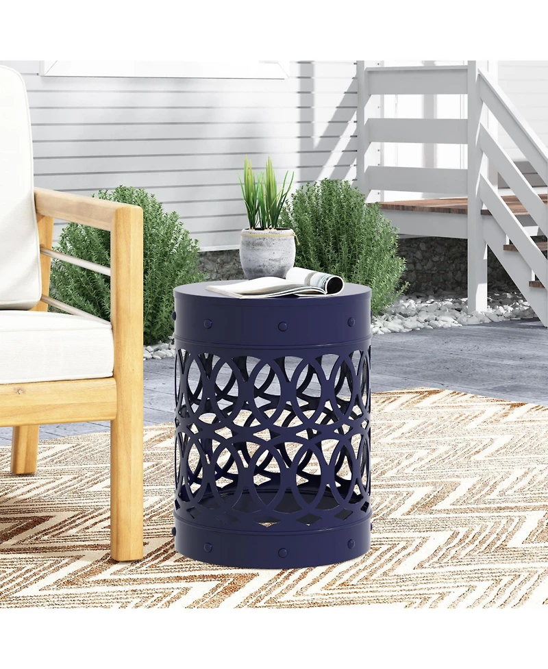 Simplie Fun Modern Geometric Iron Cut Side Table Chic, Durable, Assembly-Free