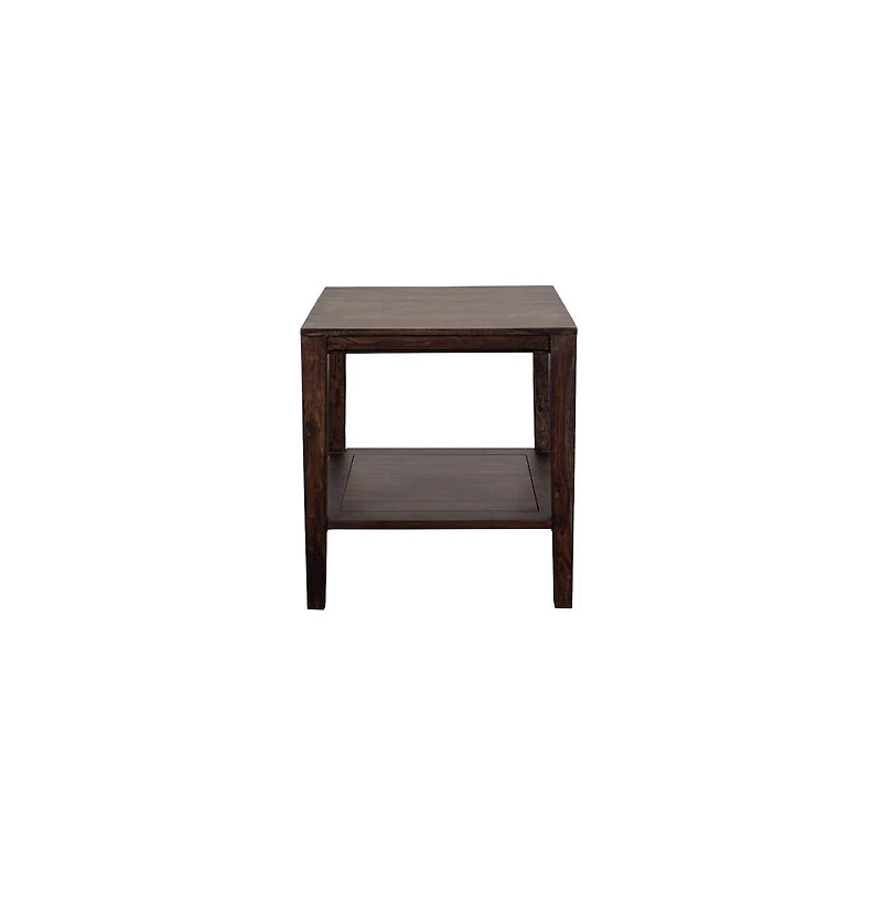 Porter Designs Fall River Solid Sheesham Wood End Table, Gray