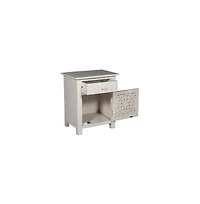 Porter Designs Bali Solid Hand Carved Wood Nightstand, White