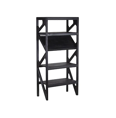 Canberra Solid Mango Wood Bookcase, Black