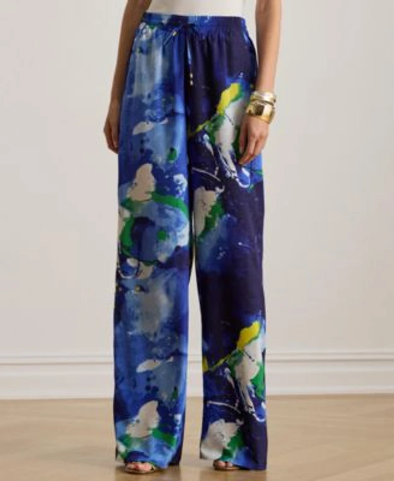 Lauren Ralph Lauren Womens Abstract Print Wide Leg Pants