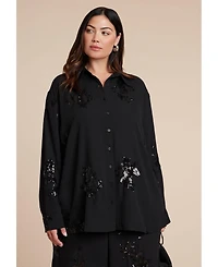 Eloquii Women's Oversized Embellished Top