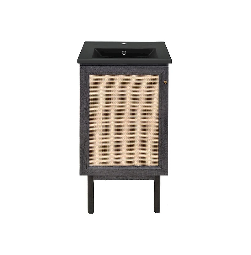 Swiss MadisonClasse 18" Freestanding Bathroom Vanity in Black Oak with Black Sink Top