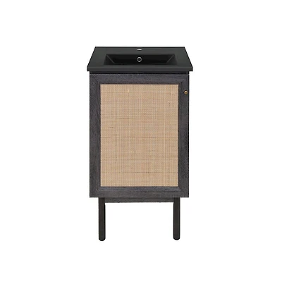 Swiss MadisonClasse 18" Freestanding Bathroom Vanity in Black Oak with Black Sink Top