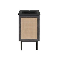 Swiss MadisonClasse 18" Freestanding Bathroom Vanity in Black Oak with Black Sink Top