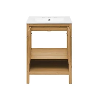 Swiss Madison 24" Freestanding Bathroom Vanity in Golden Oak with 3-Hole Centerset Sink Top