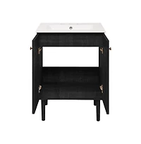 Swiss Madison 24" Freestanding Bathroom Vanity in Black Oak with 3-Hole Widespread Sink Top