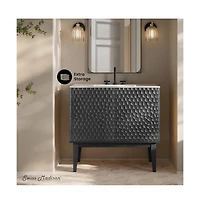 Swiss Madison36" Freestanding Bathroom Vanity in Black Oak with 3-Hole Widespread Sink Top