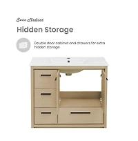 Swiss Madison Virage 36" Freestanding Bathroom Vanity in Natural Oak with Sink Top