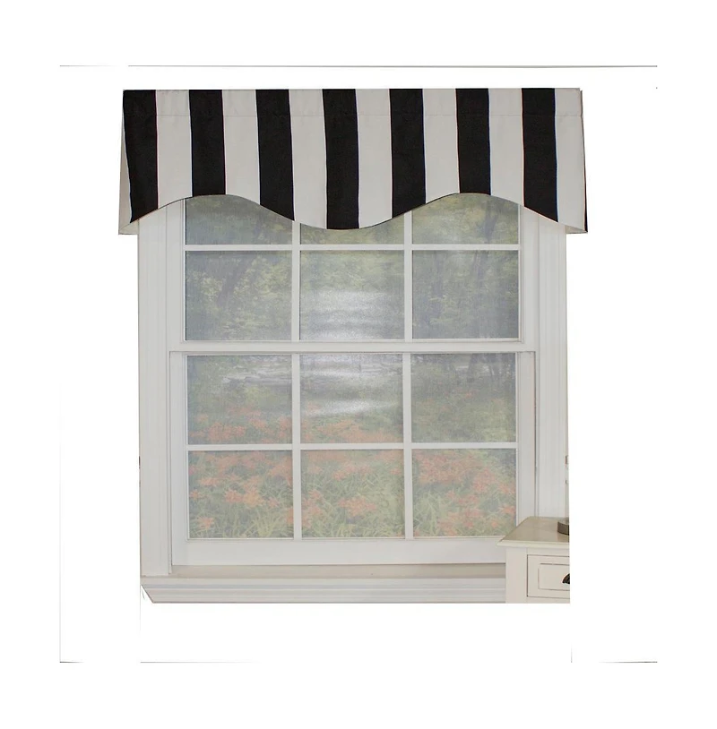 Cabana Stripe Design 3" Rod Pocket Valance 50" x 17" Black by Rlf Home