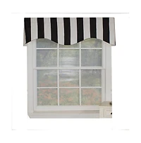 Cabana Stripe Design 3" Rod Pocket Valance 50" x 17" Black by Rlf Home