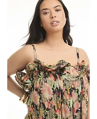 June + Vie Women's June + Vie Ruffled Metallic Maxi Dress