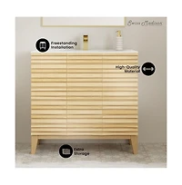 Swiss Madison Cascade 36" Freestanding Bathroom Vanity in Natural oak with Sink Top