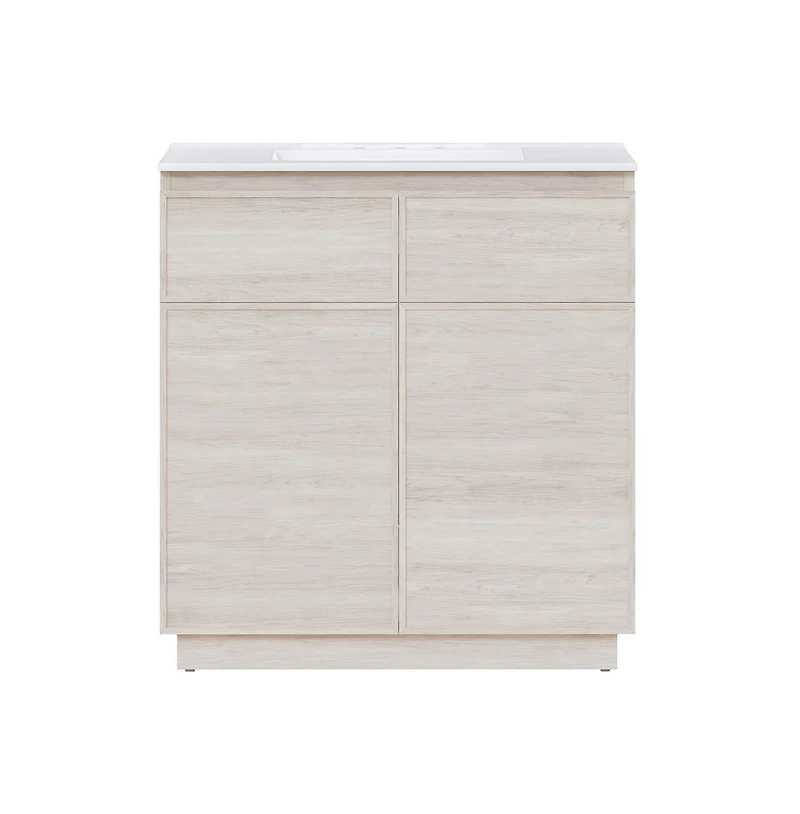 Swiss Madison 36" Freestanding Bathroom Vanity in Oak with 3-Hole Widespread Sink Top