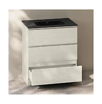 Swiss Madison 30"Freestanding Bathroom Vanity in White Oak, Black 3-Hole Widespread Sink Top