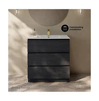 Swiss Madison Liberte 30" Freestanding Bathroom Vanity in Black Oak with Sink Top