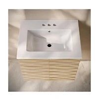 Swiss Madison 24" Wall-Mounted Bathroom Vanity in Natural Oak with 3-Hole Centerset Sink Top