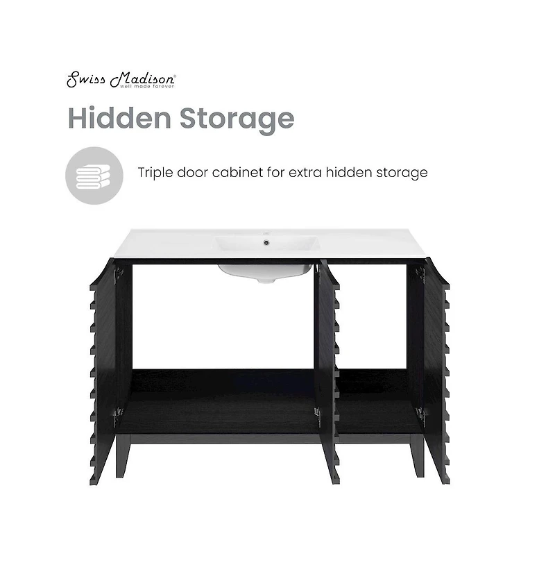 Swiss Madison Cascade 48" Bathroom Vanity in Black