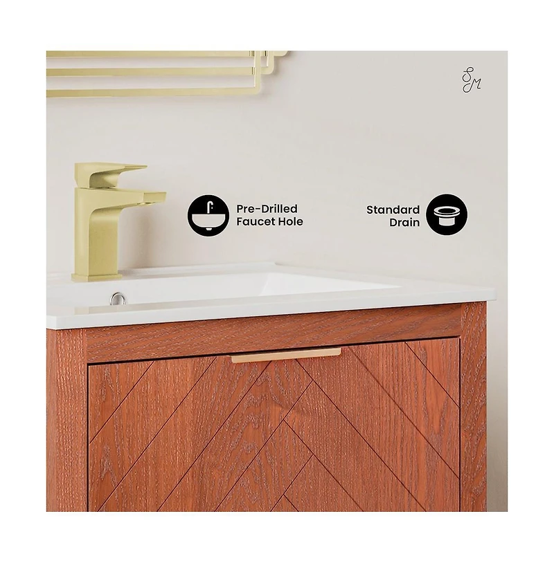 Swiss MadisonDaxton 24" Freestanding Bathroom Vanity in Brown Oak with Sink Top
