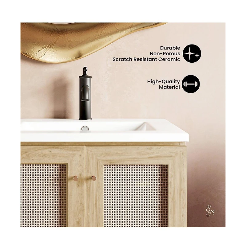 Swiss MadisonClasse 24" Freestanding Bathroom Vanity in Natural Oak with Sink Top