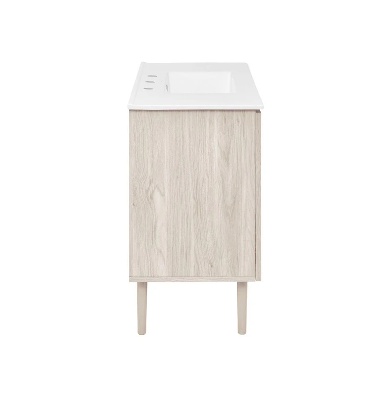 Swiss Madison 36" Freestanding Bathroom Vanity in White Oak with 3-Hole Widespread Sink Top