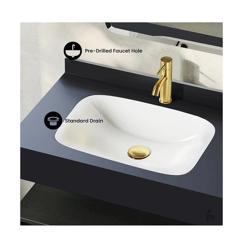 Swiss Madison Avancer 36" Wall-Mounted Bathroom Vanity in Black Oak with Black Marble Sink Top