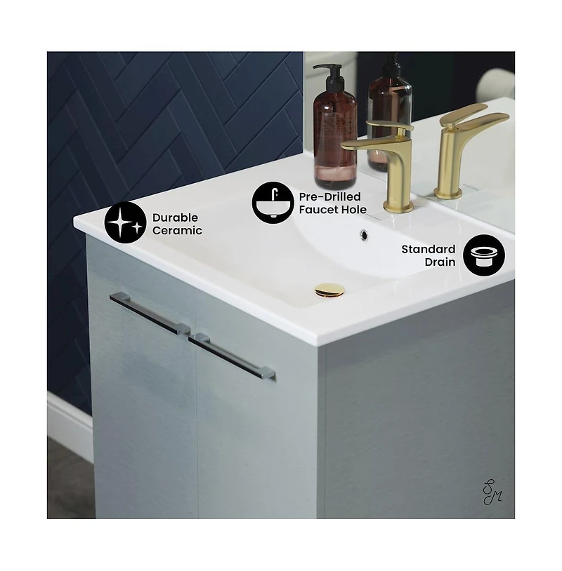 Swiss MadisonAnnecy 24" Freestanding Bathroom Vanity in Gray with Sink Top