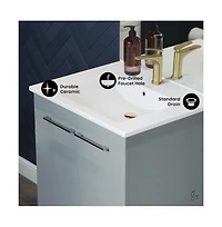 Swiss MadisonAnnecy 24" Freestanding Bathroom Vanity in Gray with Sink Top