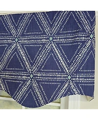 Rlf Home 100% Cotton Zircon Regal With Poly/Cotton Ivory lining Rod Pocket Valance 50" x 16" Navy