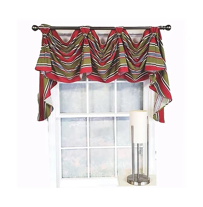 Rlf Home Luxurious Modern Design Nigel Stripe Victory Swag 3-Scoop Window Valance 50" x 25" Multicolor