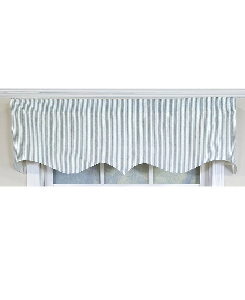 Rlf Home 100% Cotton Seersucker Regal With Poly/Cotton Ivory lining Rod Pocket Valance 50" x 16" Blue