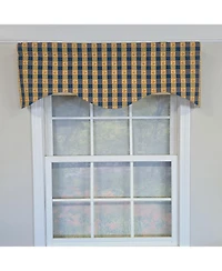 Rlf Home 100% Cotton Cherry Plaid Cornice Fully lined Windows Rod Pocket Valance 50" x 17" Navy