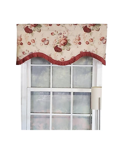 Rlf Home Norfolk Ruffled Cornice 100% Cotton with Fully Lined 3" Rod Pocket Valnance for Windows 50" x 17" Natural