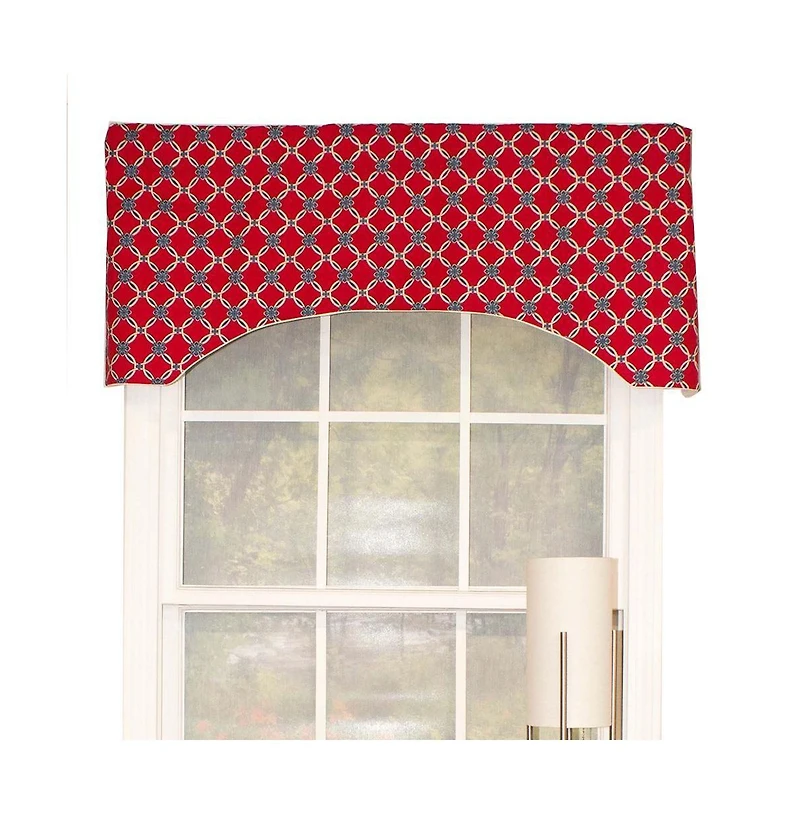 Andromeda Geometric Arch 3" Rod Pocket Valance 50" x 17" Red by Rlf Home