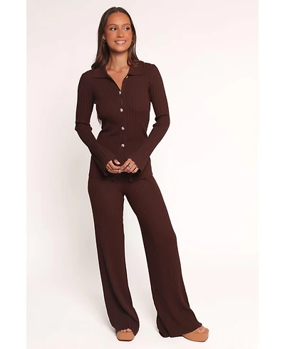 Petal and Pup Women's Aylia Ribbed Knit Set - Chocolate