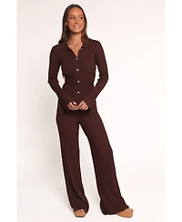 Petal and Pup Women's Aylia Ribbed Knit Set - Chocolate