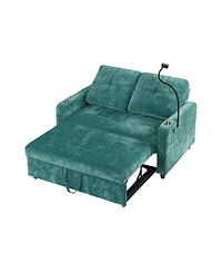 Boyel Living 53.9 Inches Modern Loveseat Pull-out Sofa Bed with Adjustable Backrest, Two Cup Holders , a Phone Holder, Three Charging Ports