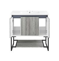 Swiss Madison Marseille 36 in. Gray Bathroom Vanity With White, 3-Hole Ceramic Sink Top