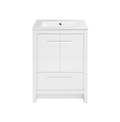 Swiss MadisonVirage 24" Freestanding Bathroom Vanity in White with Sink Top